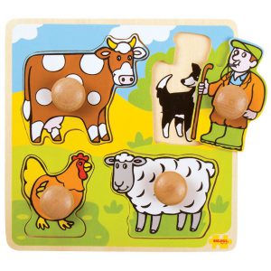 Houten Noppenpuzzel Boerderij (XL noppen)