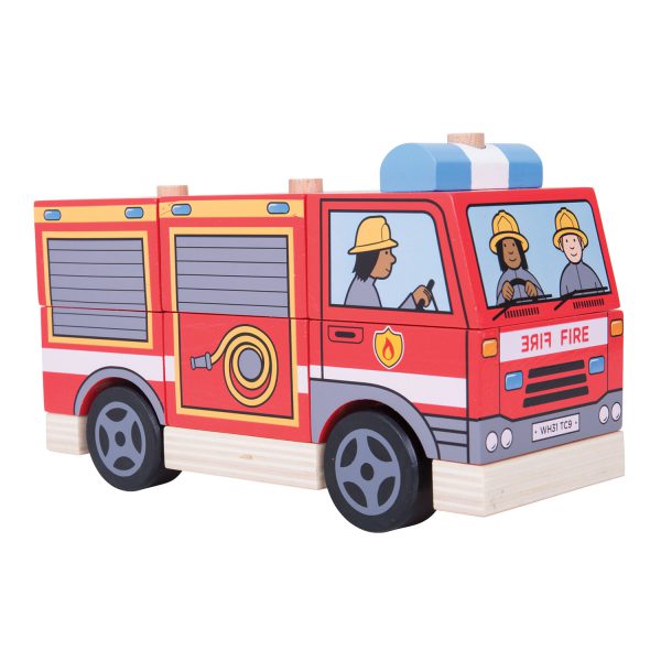 Houten Stapelbare Brandweerwagen - Afbeelding 3